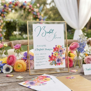 Invitation Fête de mariage Fleurs Colorées