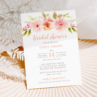 Fête de mariage floral à l'aquarelle pêche romanti