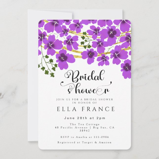 Invitation Fête de mariage floral aquarelle moderne (Devant)