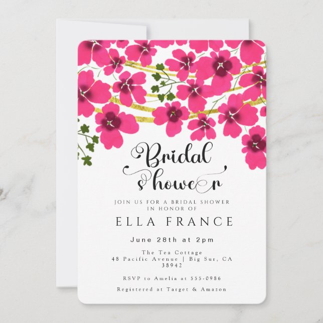 Invitation Fête de mariage floral aquarelle moderne (Devant)