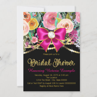 Invitation Fête de mariage floral aquarelle rose