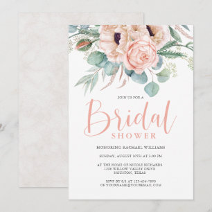 Invitation Fête de mariage floral aquarelle rose et beige