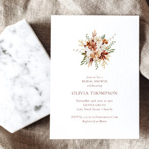 Invitation Fête de mariage floral aquarelle Terracotta rouill