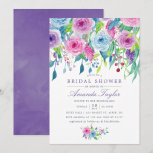 Invitation Fête de mariage Floral Aquarelle Ultra Violet