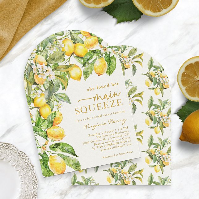 Invitation Fête de mariage floral au citron (Elegant Citrus Watercolor Lemon Floral Bridal Shower Arch Invitation by Painted Paperie
)