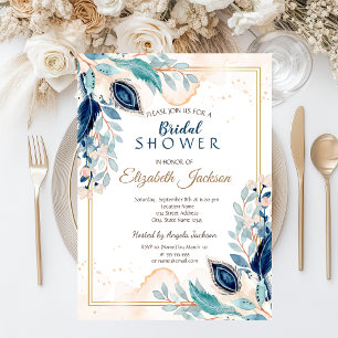 Invitation Fête de mariage floral au style aquarelle avec pao