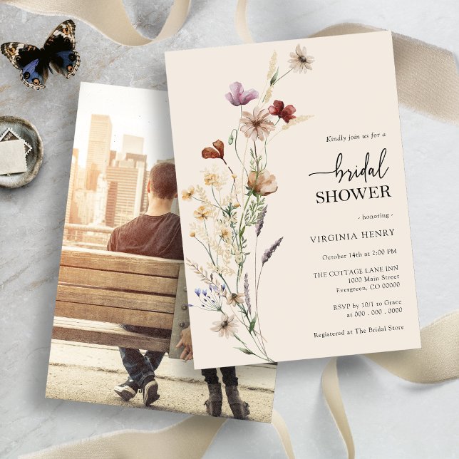 Invitation Fête de mariage Floral avec photo (Créateur téléchargé)