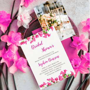 Invitation Fête de mariage floral Bougainvillea rose