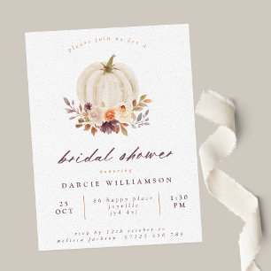 Invitation Fête de mariage Floral Citrouille Prune & Terracot