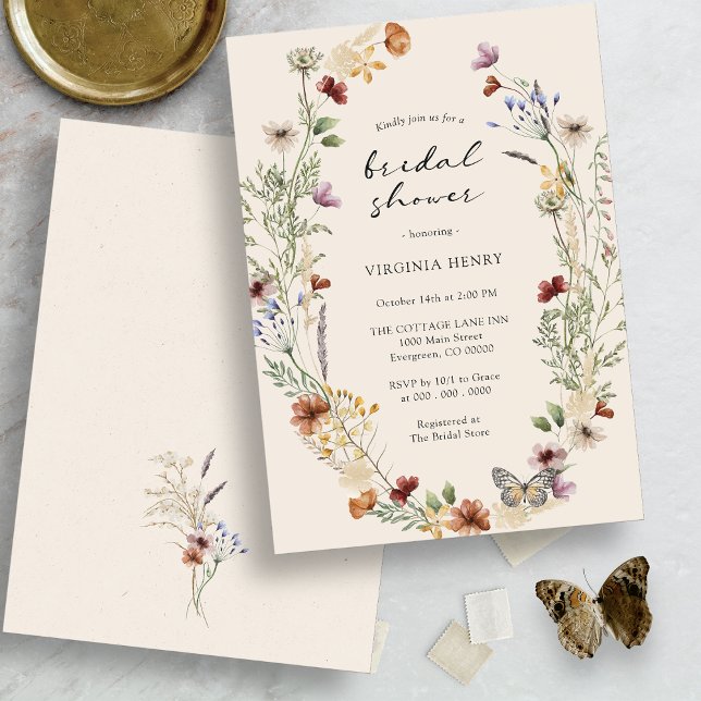 Invitation Fête de mariage Floral d'Automne (Fall Floral Wildflower Bridal Shower Invitation by Painted Paperie)
