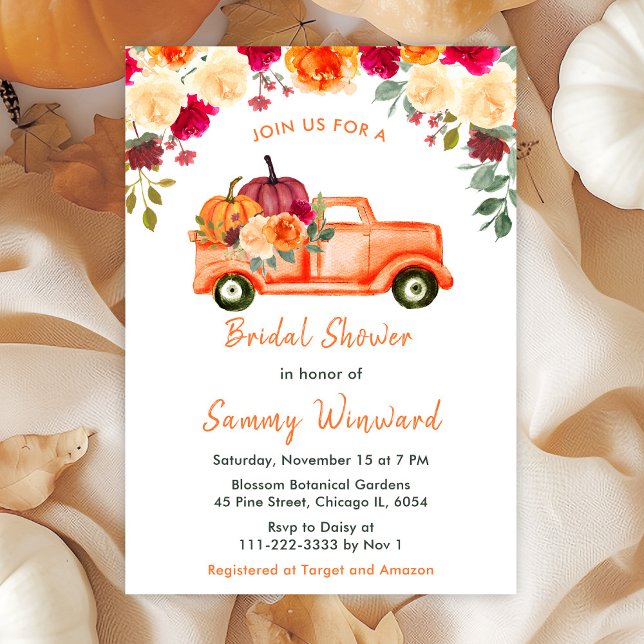 Invitation Fête de mariage Floral de citrouille d'automne (Créateur téléchargé)