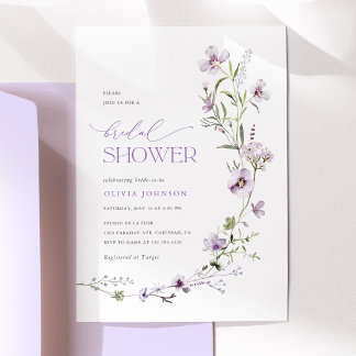 Invitation Fête de mariage floral de lavande sauvage