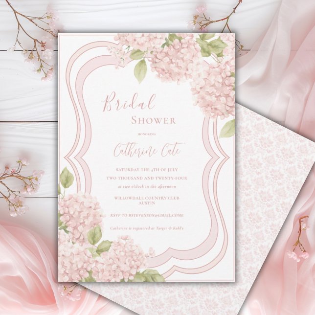 Invitation Fête de mariage Floral Élégant Rose Hydrangea  (Créateur téléchargé)