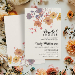 Invitation Fête de mariage floral et botanique automnal roman