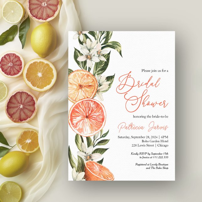 Invitation Fête de mariage floral et citronné d'été (Créateur téléchargé)