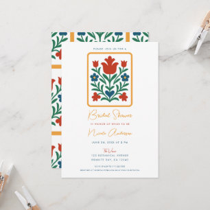 Invitation Fête de mariage floral Heart & Petal Folk Art