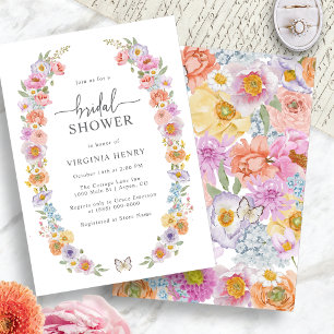 Invitation Fête de mariage floral lumineux à l'aquarelle