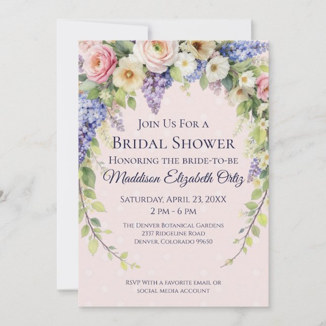 Invitation Fête de mariage floral printanier (Devant)