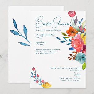 Invitation Fête de mariage floral printanier coloré vibrant