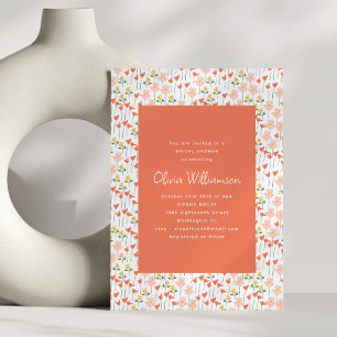 Invitation Fête de mariage Floral Rétro Orange Ludique