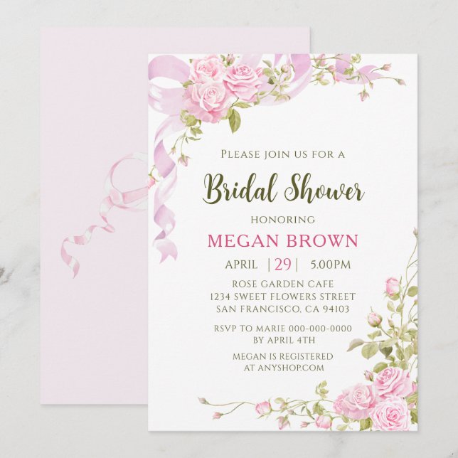 Invitation Fête de mariage floral romantique de style jardin  (Devant / Derrière)
