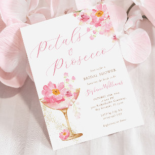 Invitation Fête de mariage floral rose et or