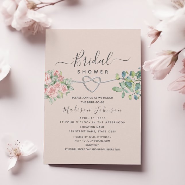 Invitation Fête de mariage floral Rose rose (Créateur téléchargé)