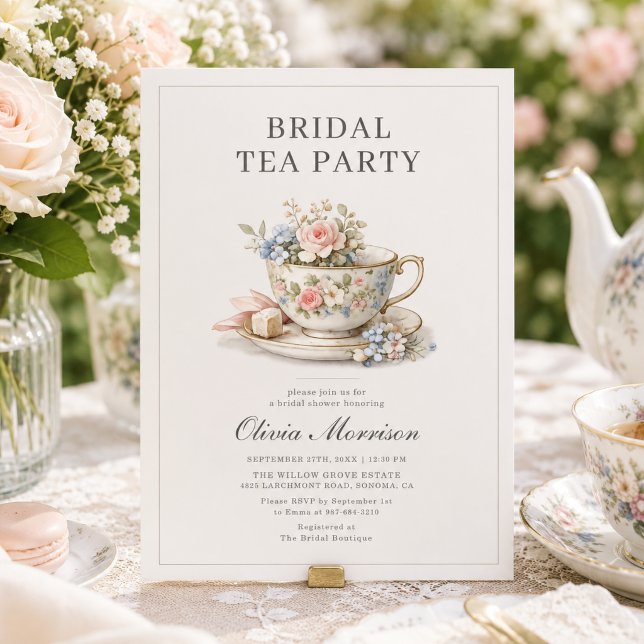 Invitation Fête de mariage floral Tea Party (Créateur téléchargé)