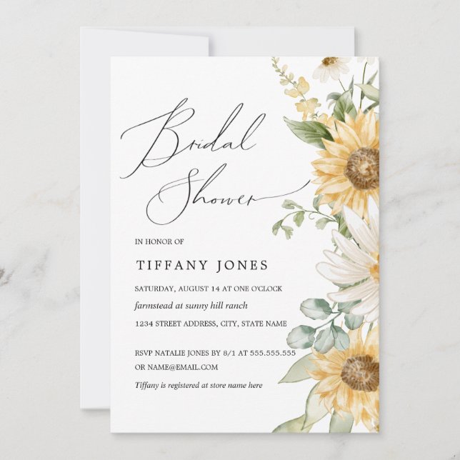 Invitation Fête de mariage floral tournesol (Devant)