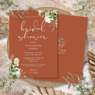 Invitation Fête de mariage floral verdure en terre cuite