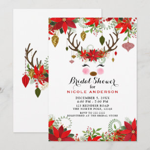 Invitation Fête de mariage Floral Vintage Moderne avec Renne