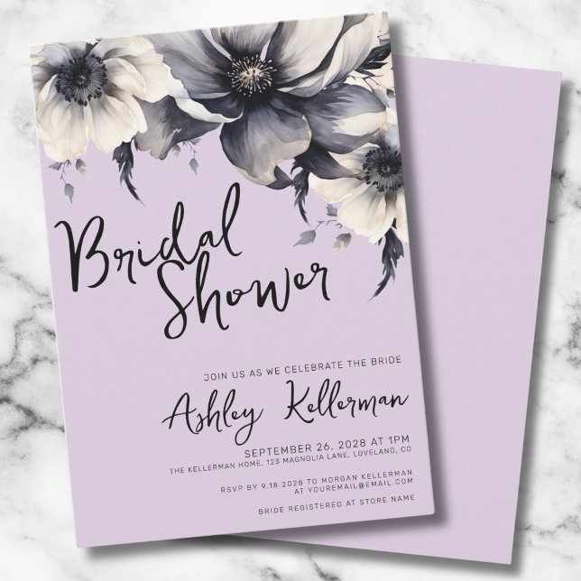Invitation Fête de mariage Floral Violet (Elegant Floral Lilac Lavender Bridal Shower Party Invitation)