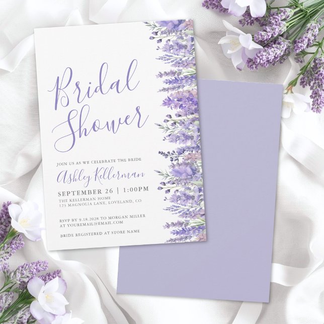 Invitation Fête de mariage floral violet lavande (Lavender Purple Floral Bridal Shower Invitation)