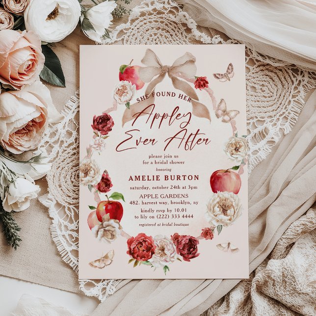 Invitation Fête de Mariage Florale Appley Ever After (Créateur téléchargé)