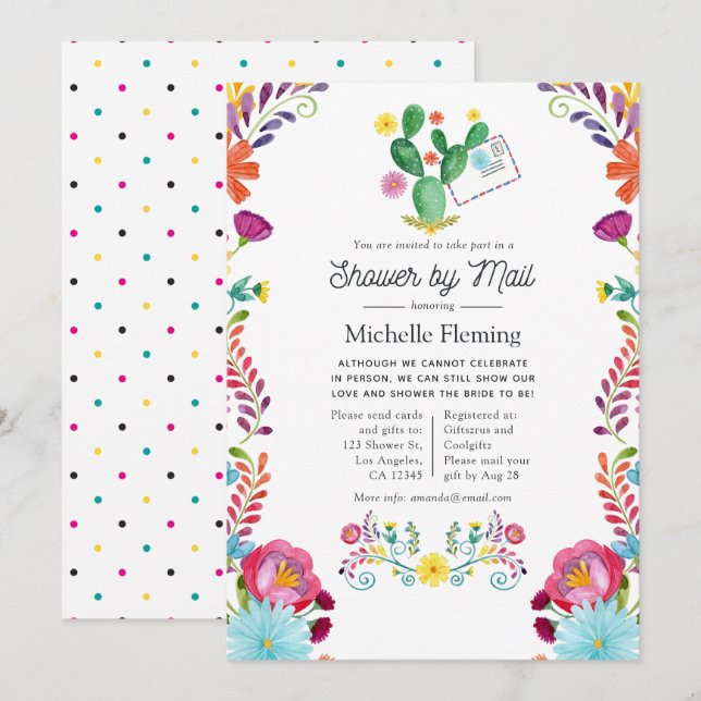 Invitation Fête de mariage Florale Aquarelle par la Poste (Devant / Derrière)