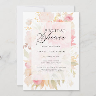 Invitation Fête de mariage florale au pinceau rose Watercolor