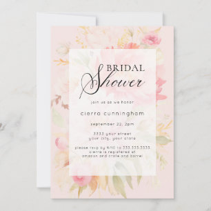 Invitation Fête de mariage florale au pinceau rose watercolor