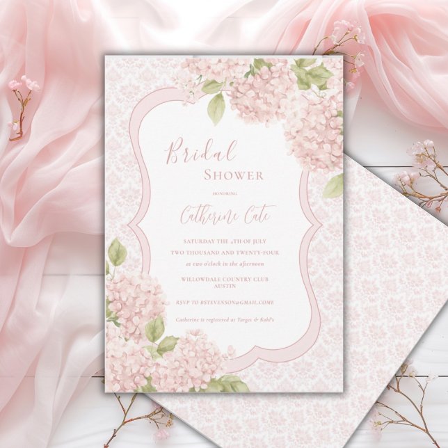 Invitation Fête de mariage Florale Élégante Hydrangea Rose  (Créateur téléchargé)
