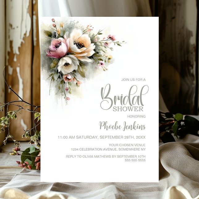 Invitation Fête de Mariage Florale Rose et Orange Rustique (Créateur téléchargé)
