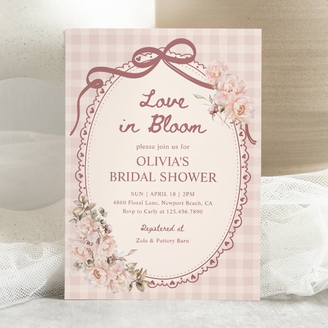 Invitation Fête de mariage florale rose pâle Love in Bloom (Créateur téléchargé)