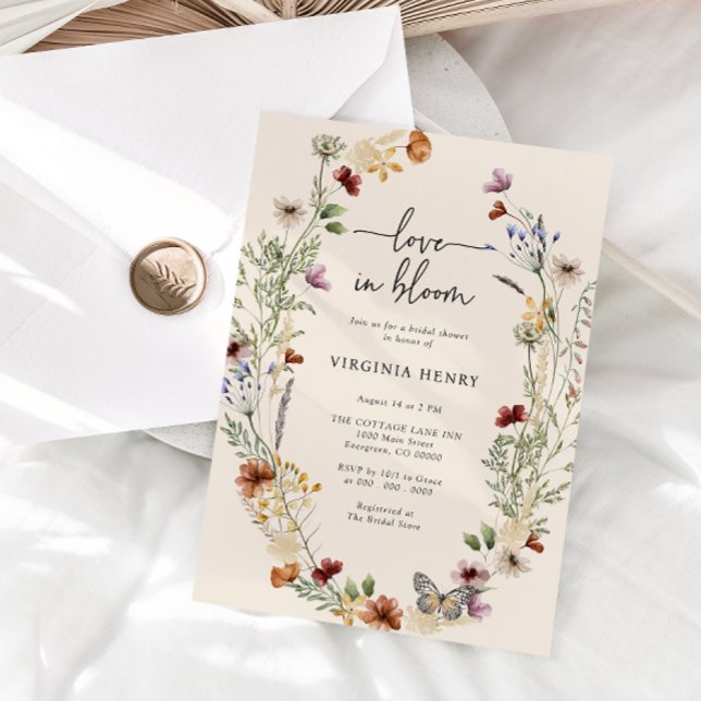 Invitation Fête de Mariage Florale Rustique (Rustic Boho Floral Wildflower Bridal Shower Invitation by Painted Paperie
)