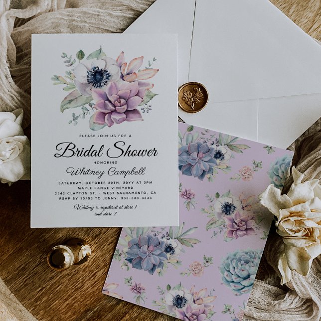 Invitation Fête de Mariage Florale Succulente Rustique (Créateur téléchargé)