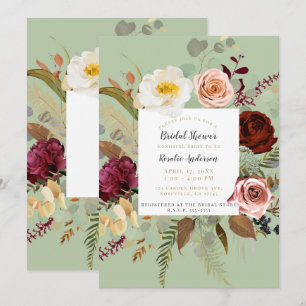 Invitation Fête de mariage florale verte campagne rustique