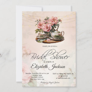 Invitation Fête de mariage Florale Vintage pour un thé