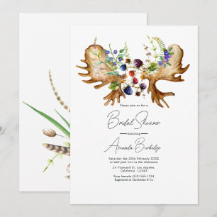 Invitation Fête de mariage forestière rustique aquarelle