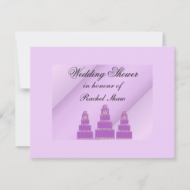 Invitation Fête de Mariage Gâteaux Violets (Devant)