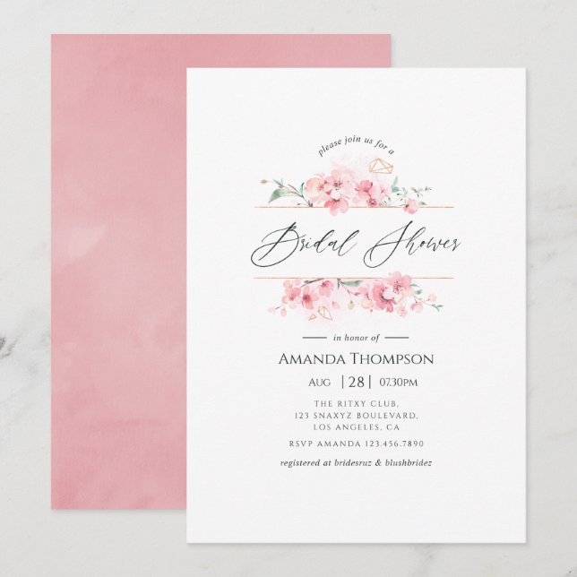 Invitation Fête de mariage géométrique de printemps Fleur de  (Devant / Derrière)
