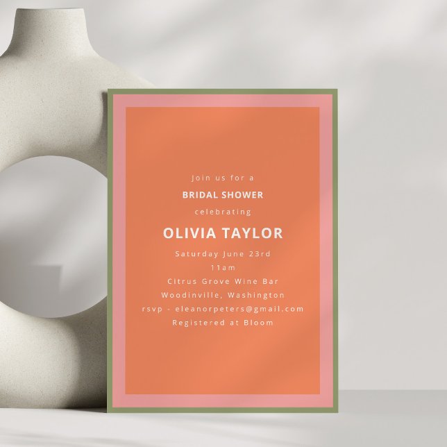 Invitation Fête de mariage géométrique moderne rose corail (Créateur téléchargé)