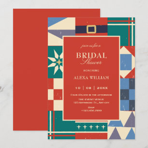 Invitation Fête de mariage géométrique rétro coloré