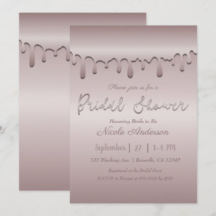 Invitation Fête de mariage Glacée Rose Doré Rose à Fleurs Dég